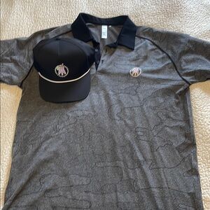 Barstool Transfusion Dark Gray Polo Shirt and Matching Black Cap Set bundle